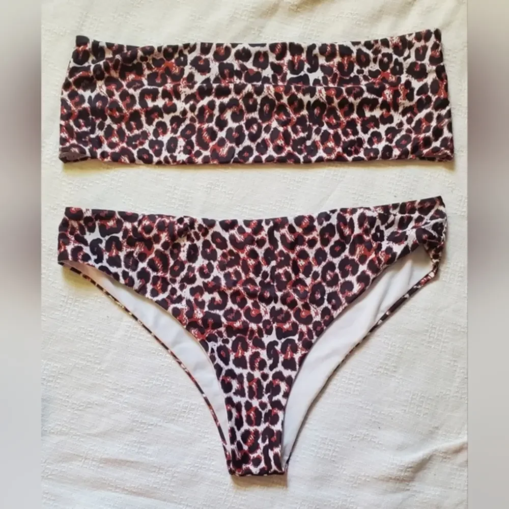 Shein 3XL plus cheetah print bandeau top high rise bikini set nwot‎